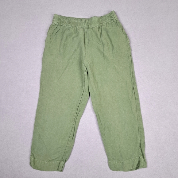 Madewell Linen Pants Women's Medium Cropped Wide Leg Olive Beach‎ - Picture 1 of 11